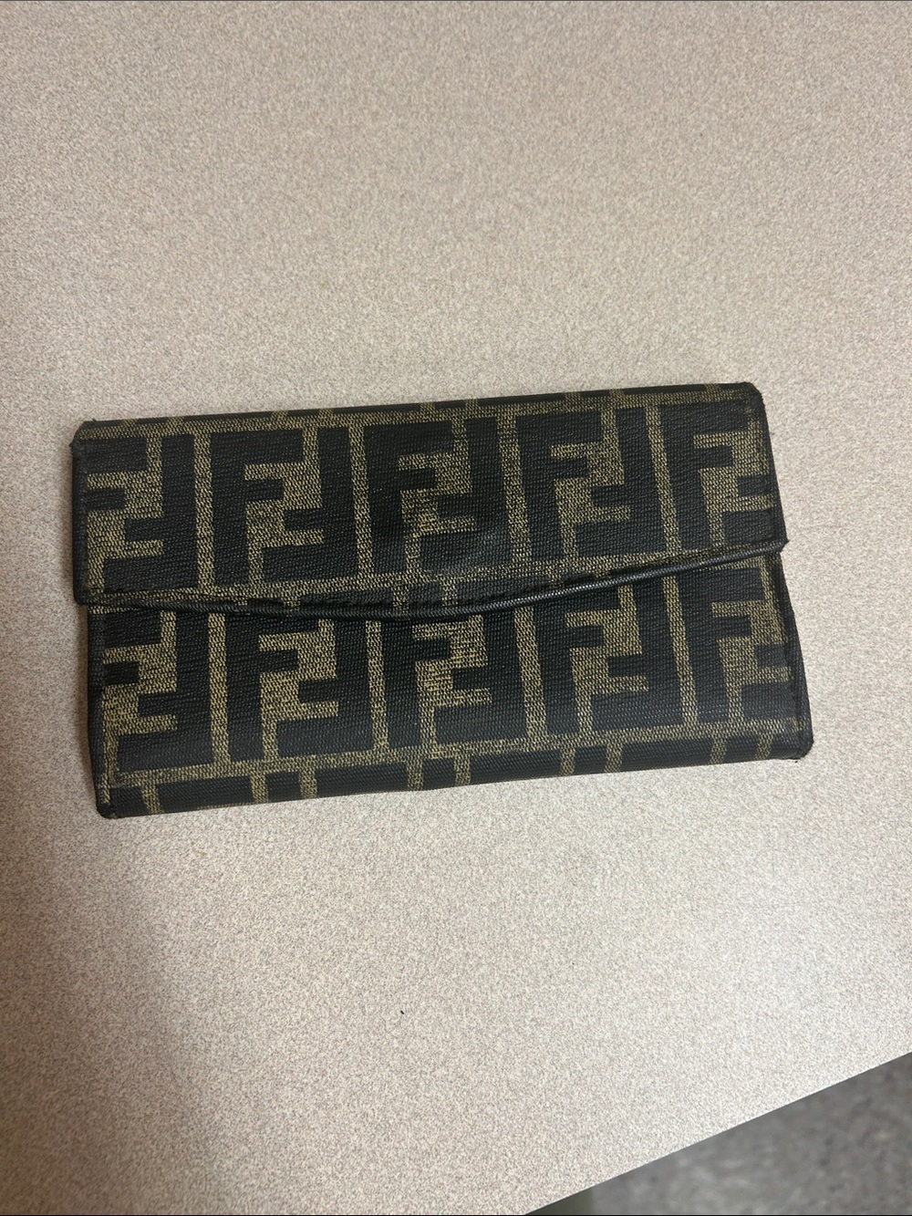 Vintage Fendi Black and Brown FF Logo Fold Wallet